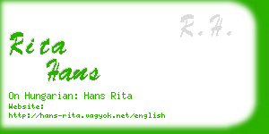 rita hans business card